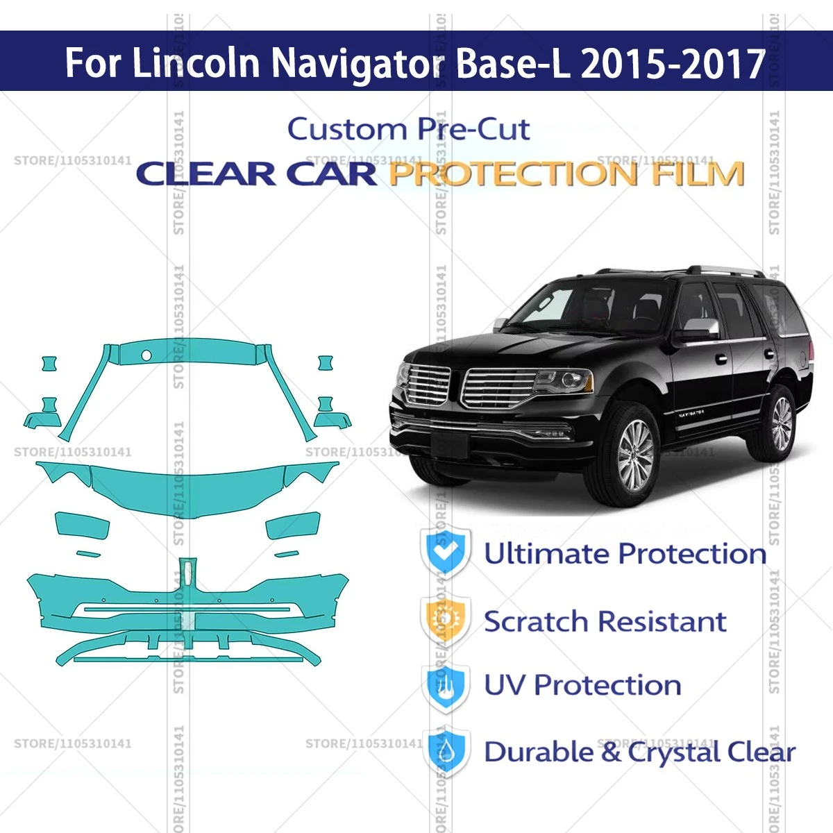 For Lincoln Navigator Base-L 2015-2017 Pre-Cut Paint Protection Film PPF Transparent Car Film Automotive PPF Front Kit