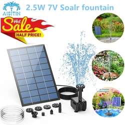 Aisitin 2.5W Solar Fontein Pomp, Met 6Nozzles En 4ft Waterleiding, zonne-energie Pomp Voor Vogel Bad, Vijver, Tuin En Andere Plaatsen