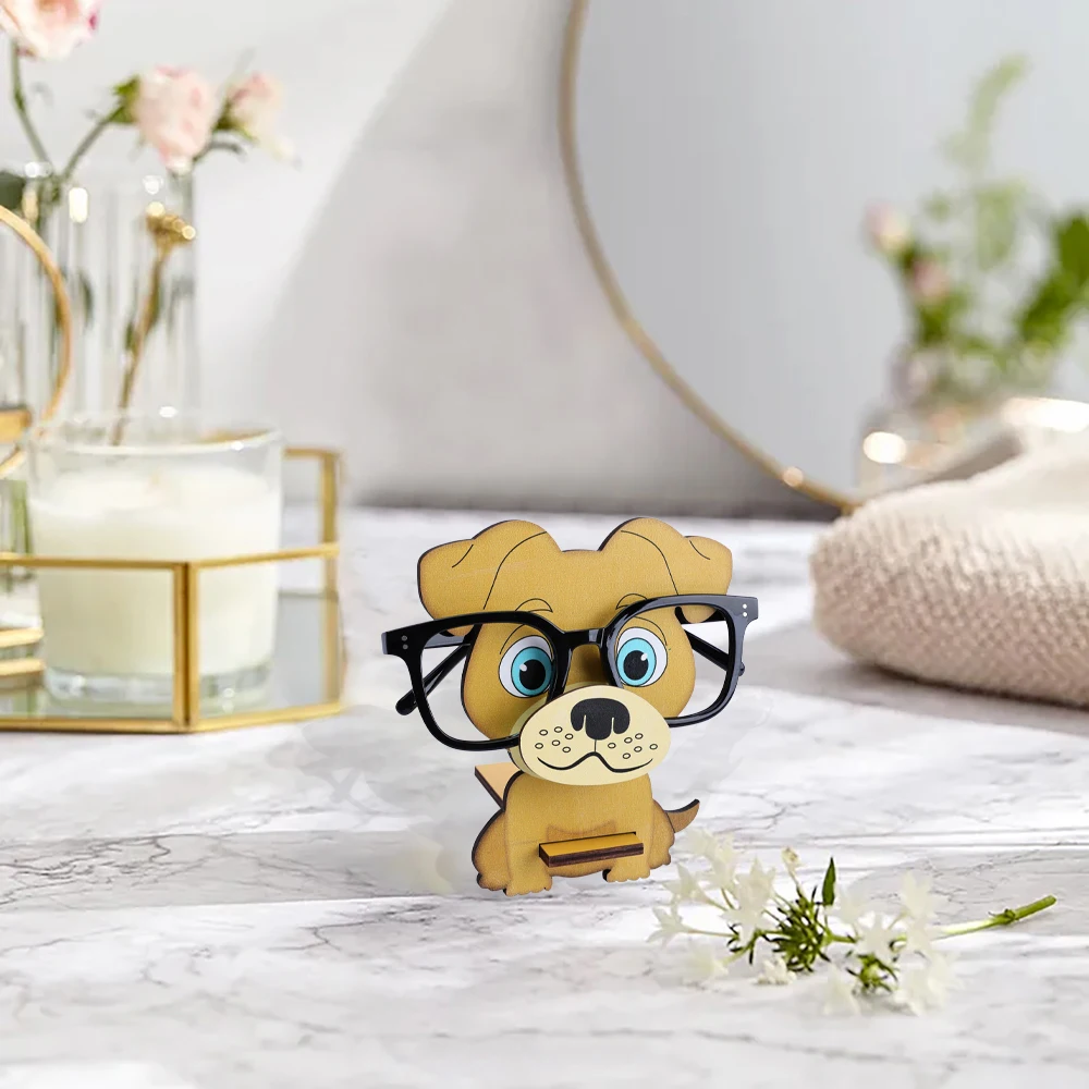 Cute Animal Glasses Holder Rack Cartoon Cat Fox Sloth Dog Sunglasses Sunglass Display Stand Hand Carve Household Wooden Decor