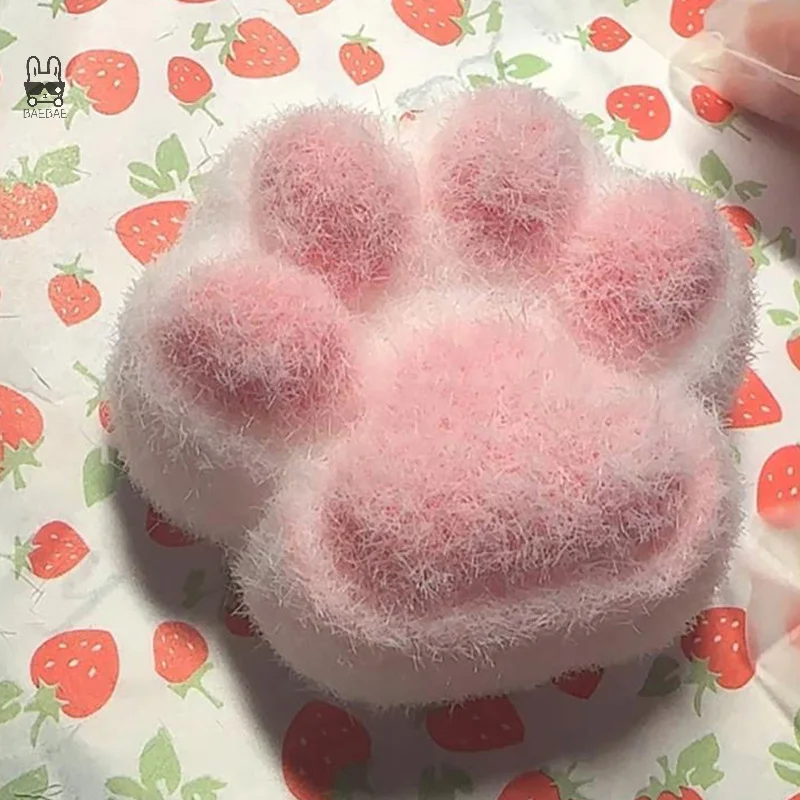 1pc Fidget Toy Mini Squishy Toys Kawaii Plush Cat Paw Transparent Cube Stress Relief Squeeze Toy