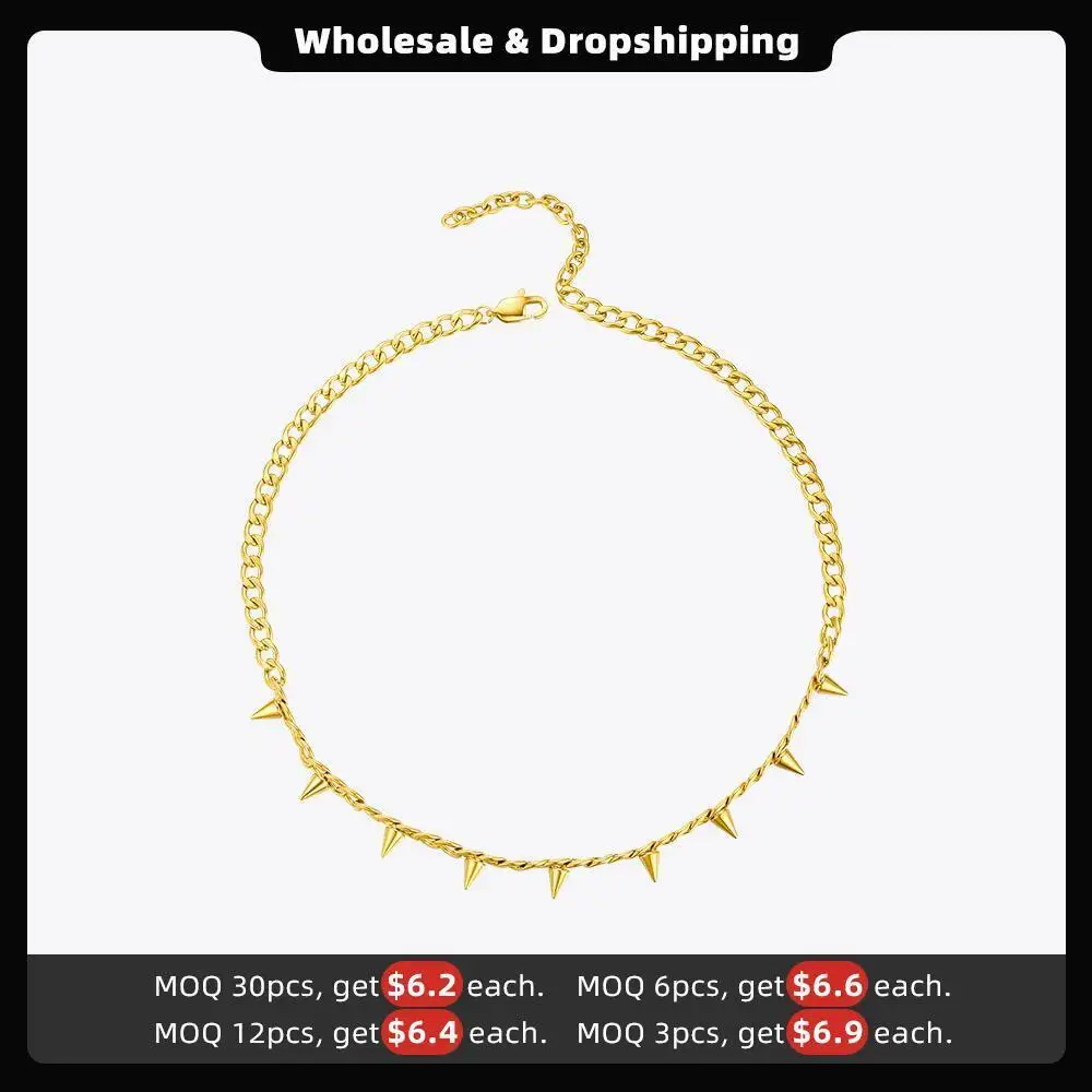 ENFASHION Punk Spikes Pendant Necklace Women Stainless Steel Gold Color Rock Chain Hiphop Choker Necklaces Fashion Jewelry P3091