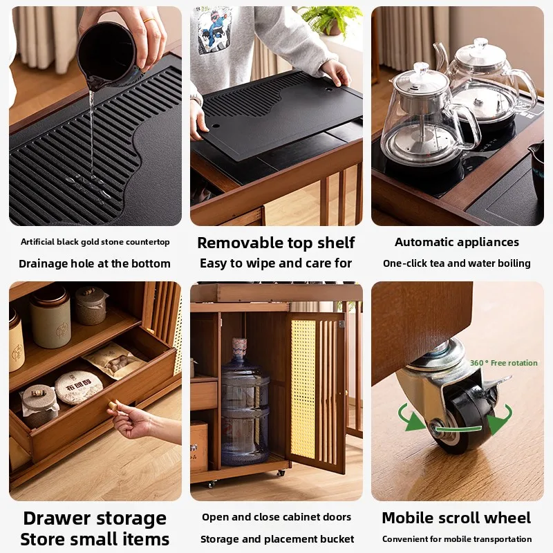 Hot Selling Portable Tea Table with Heating Kettle for Home Balcony Tea Ceremony