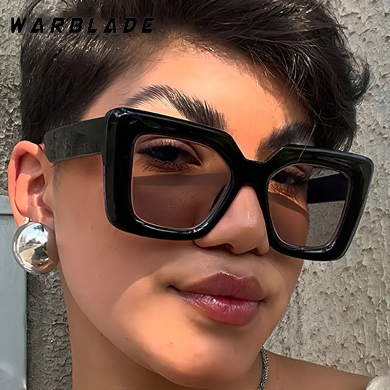 

Vintage Popular Oversized Square Frame Women's Sunglasses Brand Designer Cat Eye Men Sunglass Summer Travel Female Glasses UV400