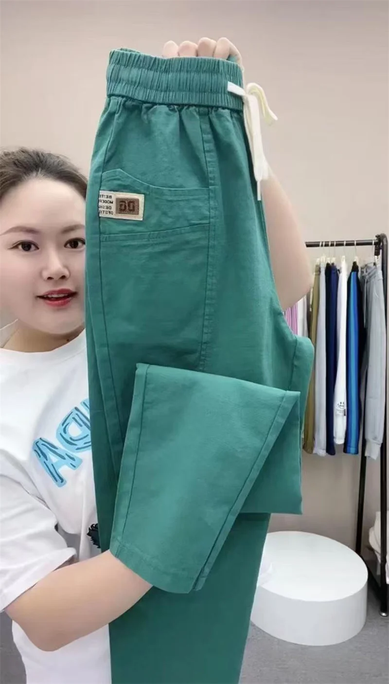Spring Summer Women's Harem Pants High Waist Straight Casual All-match Pants Women Fashion Loose Cotton linen Trousers Female