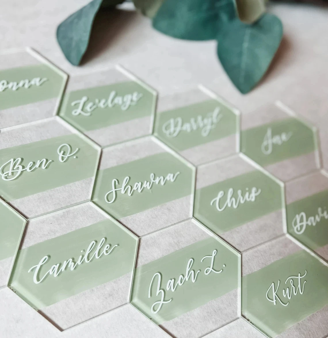 Clear Acrylic Blanks Hexagon Acrylic Shapes for Name Card, Gift Tag, and Wedding Table Place Card, Banquet Seat Card