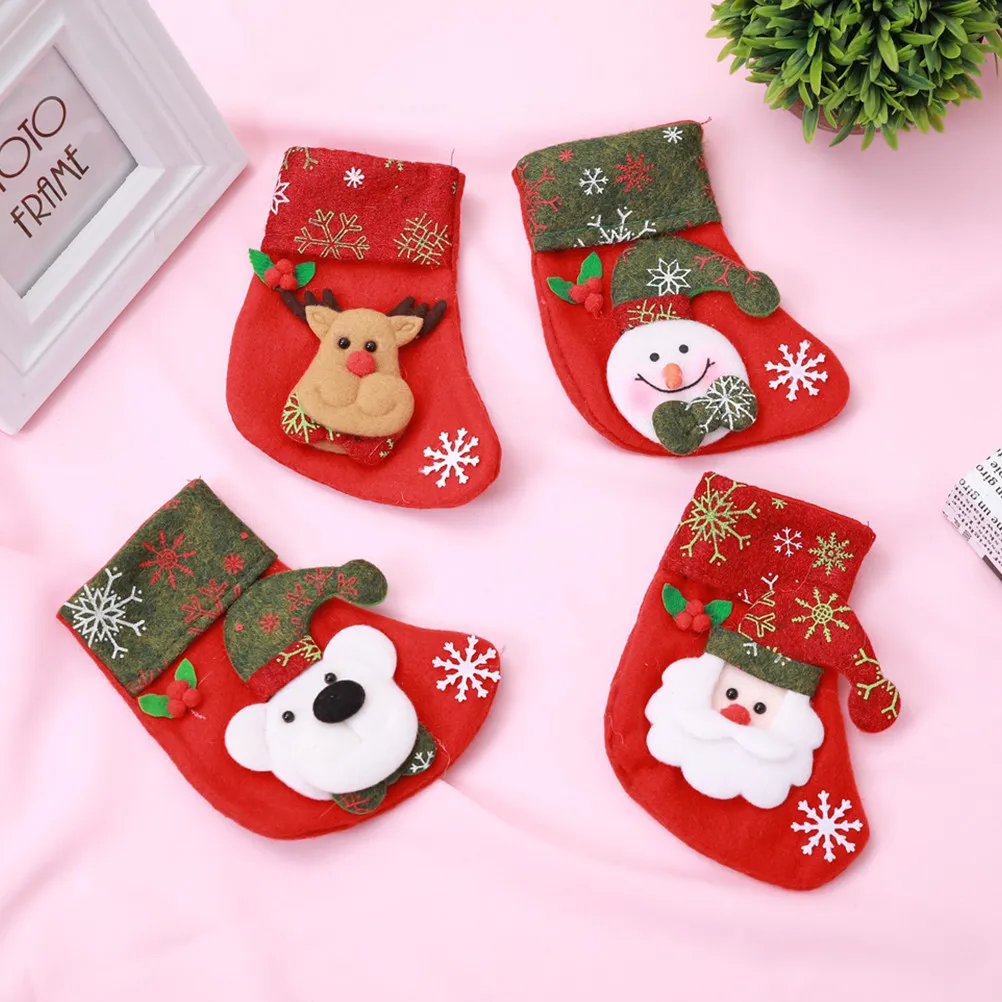 

12pcs Bag Stockings Plaid Fabric Stocking Gift Pouch Socks Hanging Decor Bag Hanging Decor Tote Pouch Party nament