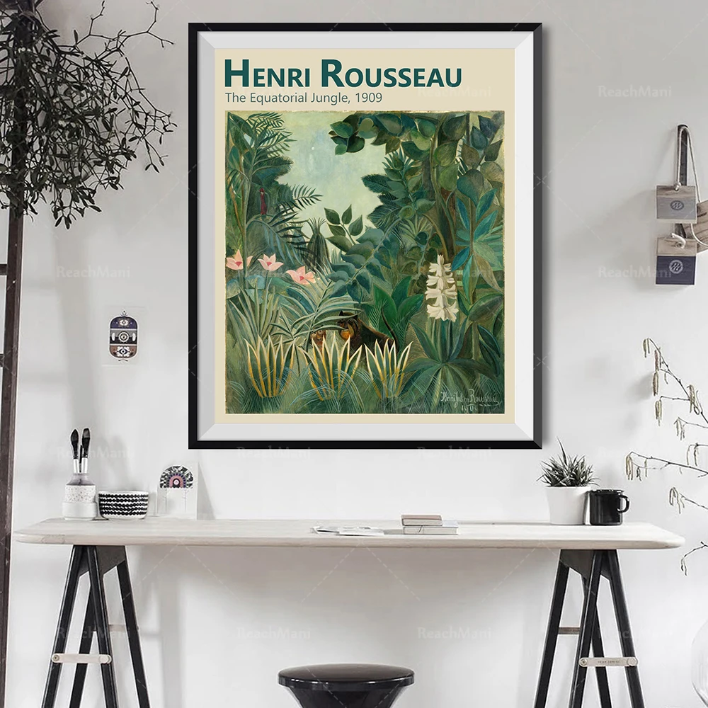 1pc frameless Canvas Painting Plant Print by Henri Rousseau The Equatorial Jungle Plant Decor Print