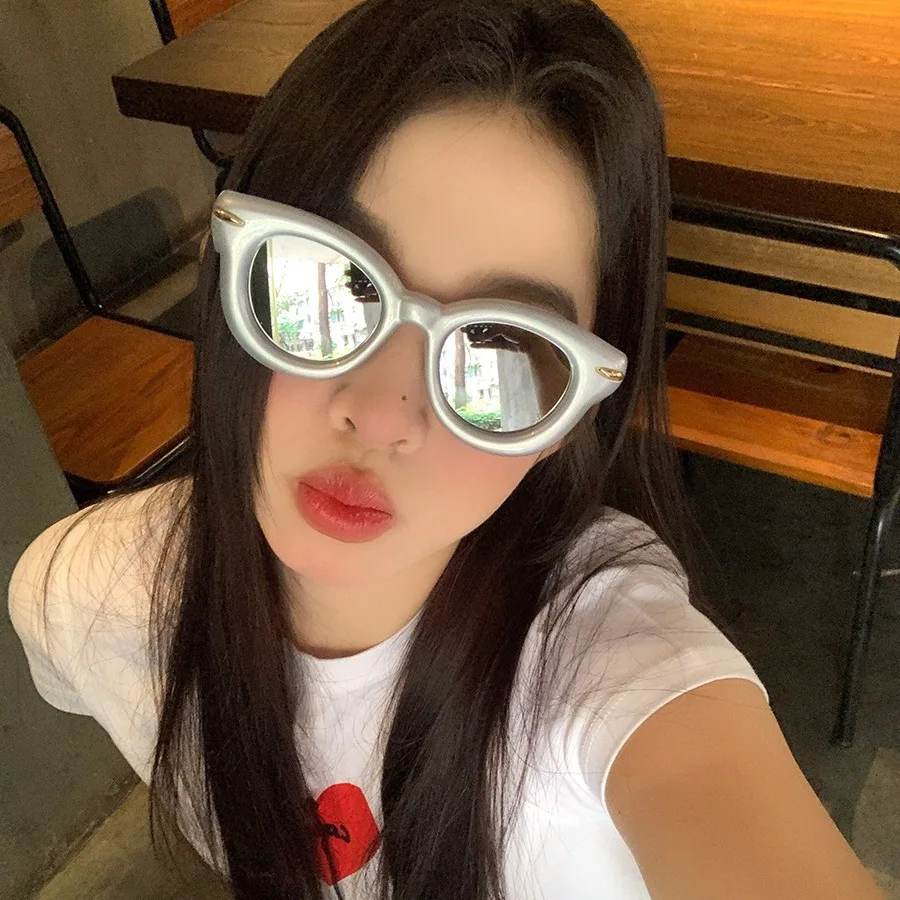 Lentes de Sol Rosas, Lindas y Modernas, Estilo Europeo y Americano, Inflables, Redondas, Personalizadas y Decorativas para Mujer