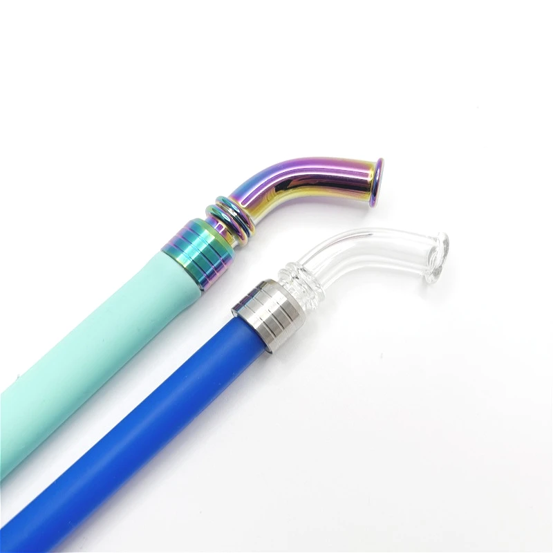 1 قطعة 510 810 متغير مشترك قابل للتبديل رئيس الفولاذ المقاوم للصدأ الزجاج طويل الانحناء بالتنقيط تلميح القش المشتركة #2