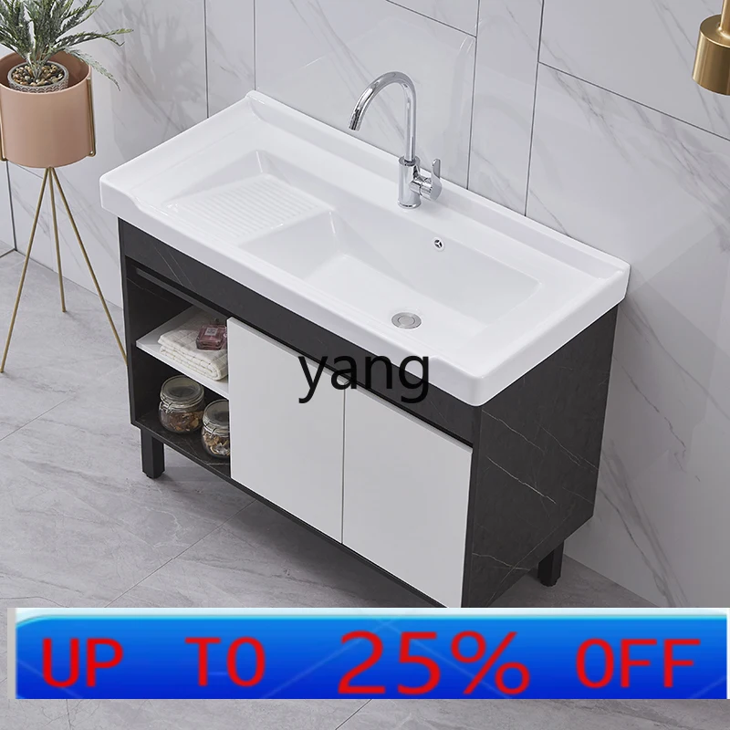 LH  balcony laundry cabinet thickened solid wood floor cabinet laundry pool integrated cabinet