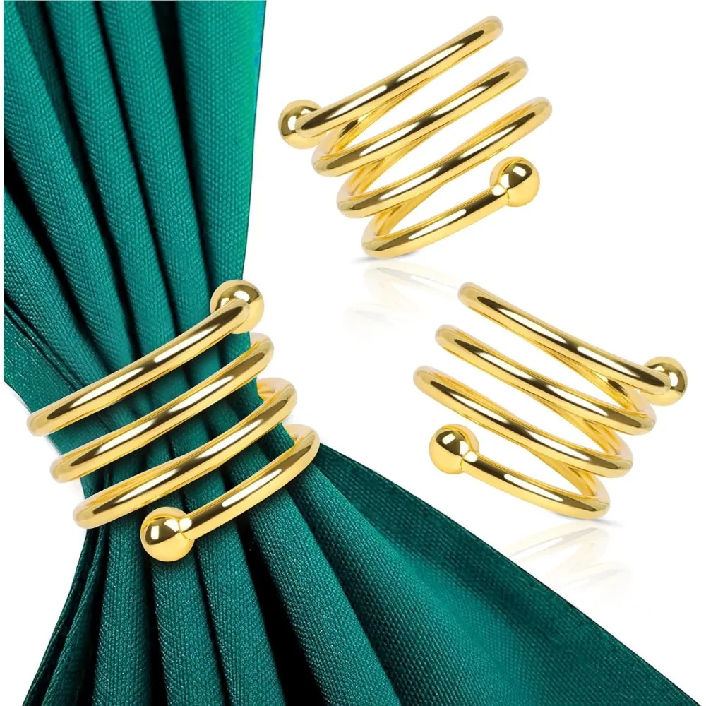 

Набор из 10 золотых колец для салфеток, металлические золотые пряжки для салфеток, рождественское кольцо на День Благодарения, круглая металлическая пружина