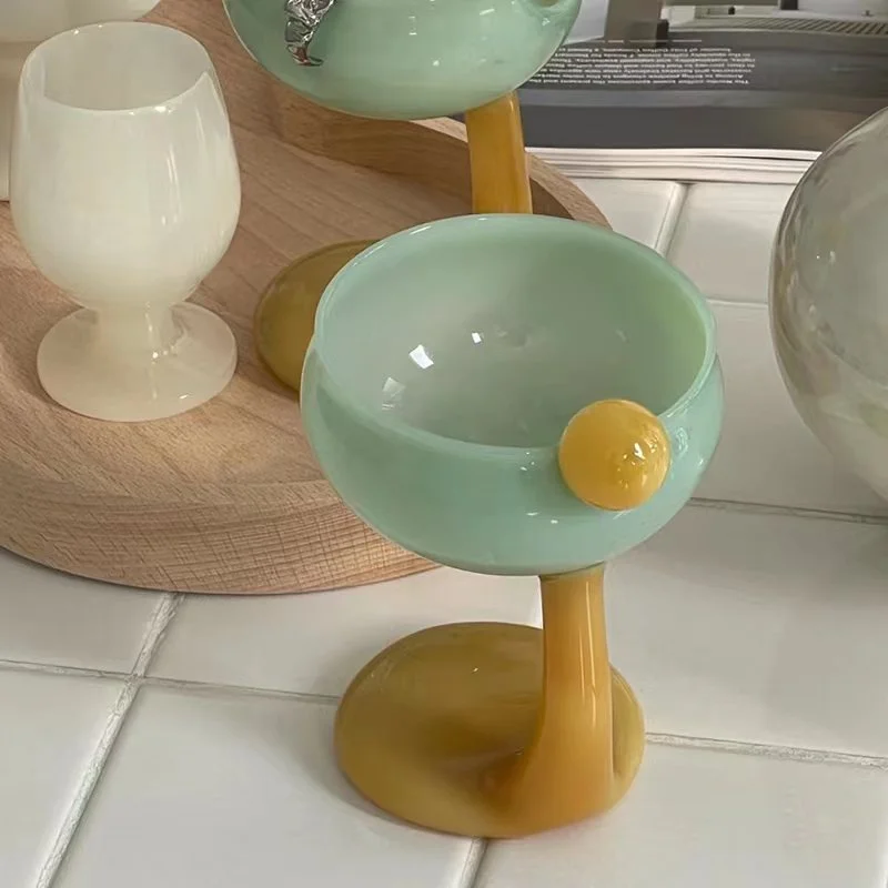 Cute Duck Palmes Goblet Dessert Glass Mug Ice Cream Cup Stained Glass Wine Glass Cold Drink Tea Cup Oatmeal Bowl Cocktail Glass