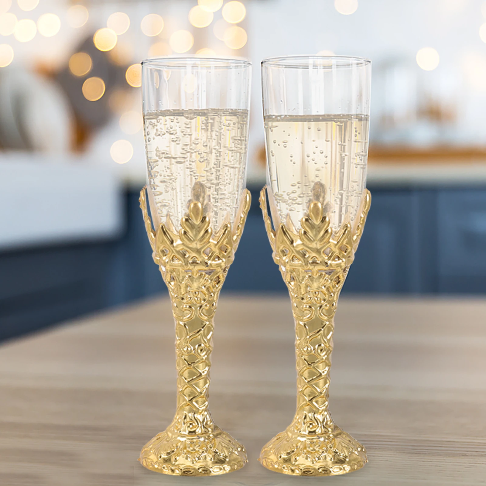 

12pcs Golden Plastic Goblets for Church Party Home Decor Restaurant Family Gathering Stylish Easy Clean Retro Design