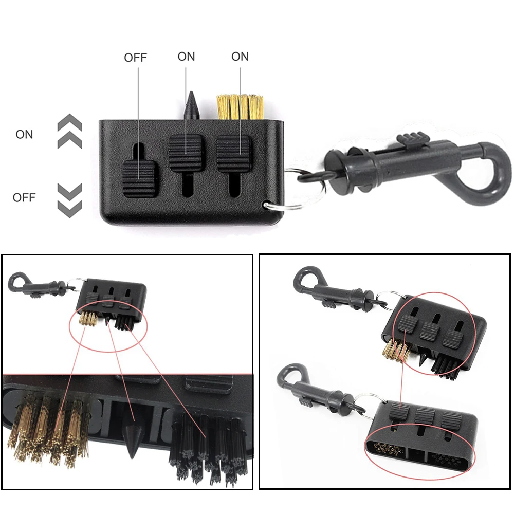 Cepillo de limpieza 3 en 1 para palos de Golf, Putter de ranura, limpiador de bolas de cuña, pinchos portátiles, Kit de bolsillo, herramienta de