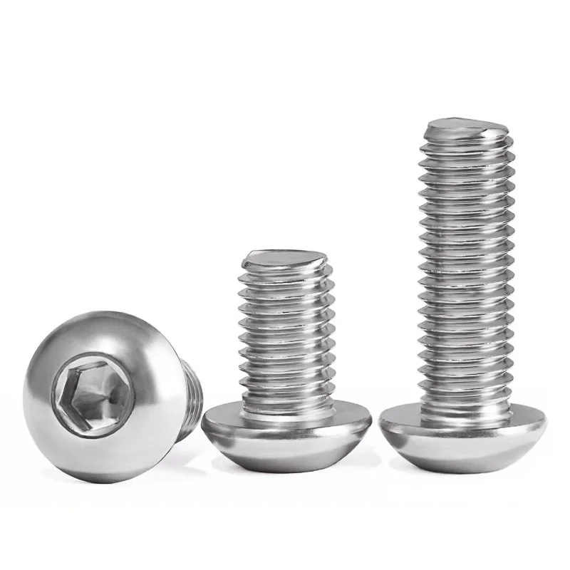 UNC Hex Hexagon Socket Button Round Head Screw Bolt 304 Stainless Steel Allen Key Head Screw 2#-56 4#-40 6#-32 8#-32~3/8-16