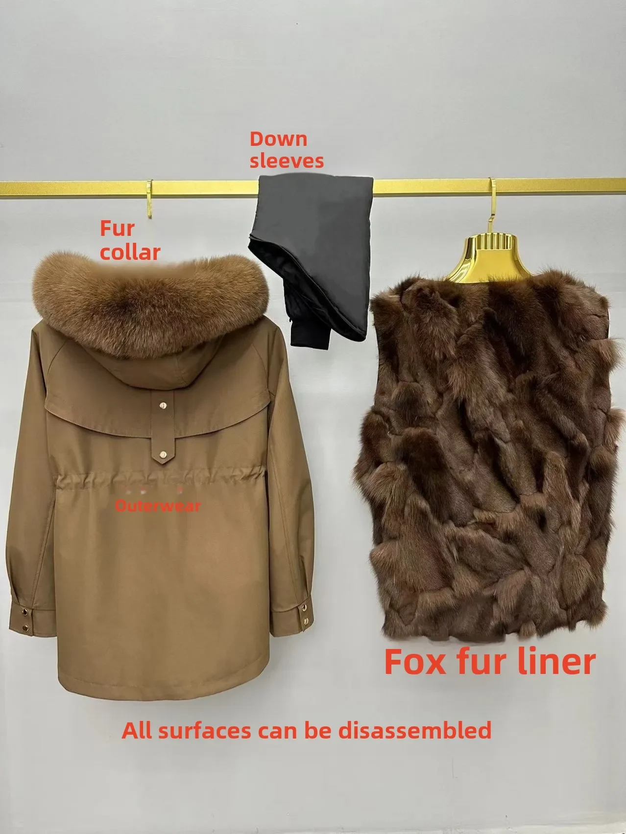 Female Parkas New Fashion Winter Fox Fur Collar Hooded Outerwear Removable Warm Rabbit Wool Liner Mid-long Loose Fur Overcoat