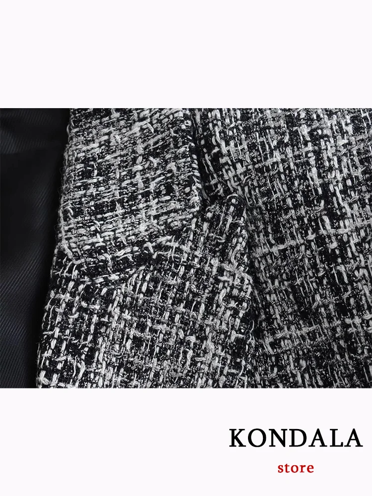 KONDALA Casual Office Lady Suit donna Plaid scollo a V monopetto Blazer Zipper pantaloncini dritti moda 2024 autunno inverno set