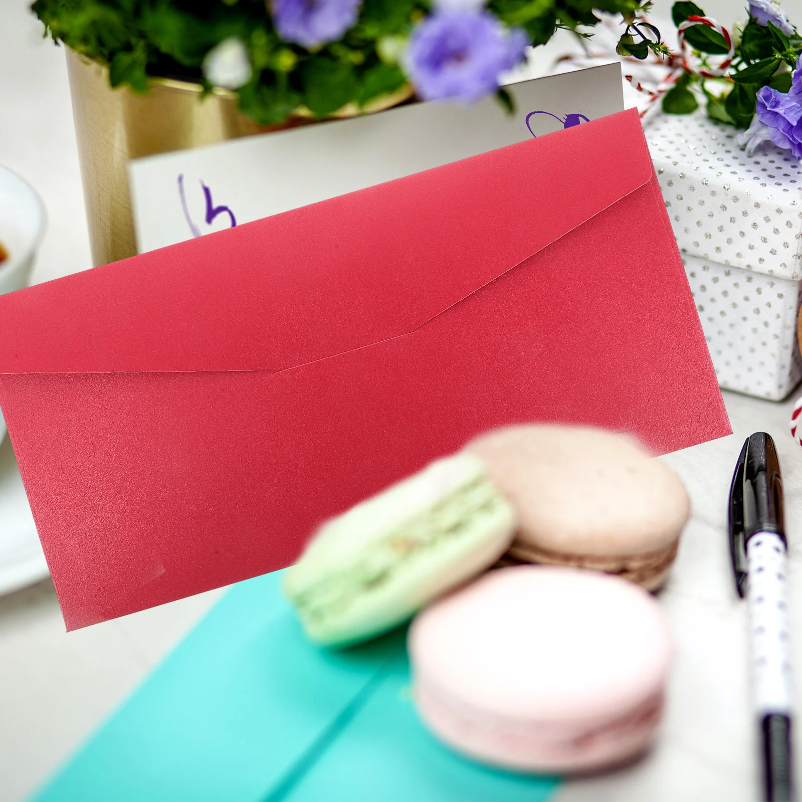 25 Pcs Festive Red Envelope Wedding Decor Delicate Card Envelopes Bronzing Empty