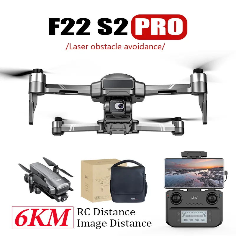 Profesjonalny dron F22 S2 PRO HD z podwójną kamerą Laserowe unikanie przeszkód GPS Składany 2-osiowy gimbal Zabawka sterująca samolotem lotniczym