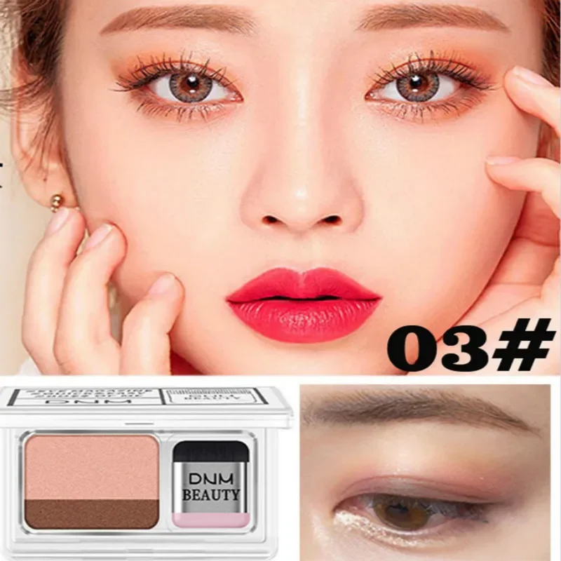 Lazy Eye Shadow Palette Korean Style Cosmetics Matte Shimmer Two Color Eyeshadow Stamp Palette with Brush Nude Makeup Set