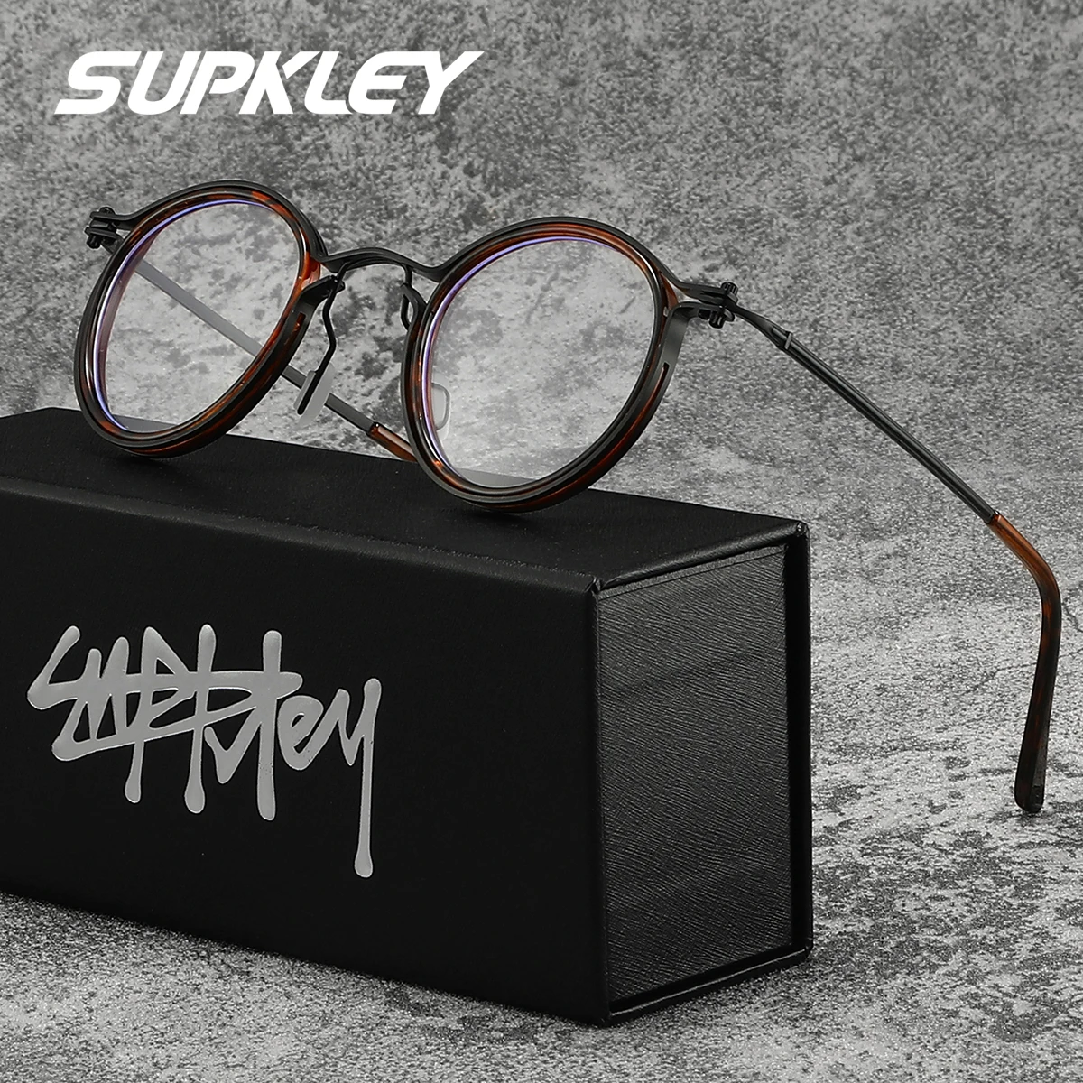 SUPKLEY Texture Stainless Steel Anti Blue Light Glasses With Oval Frames, Perfect For Daily Fashion Decoration And Gift Giving