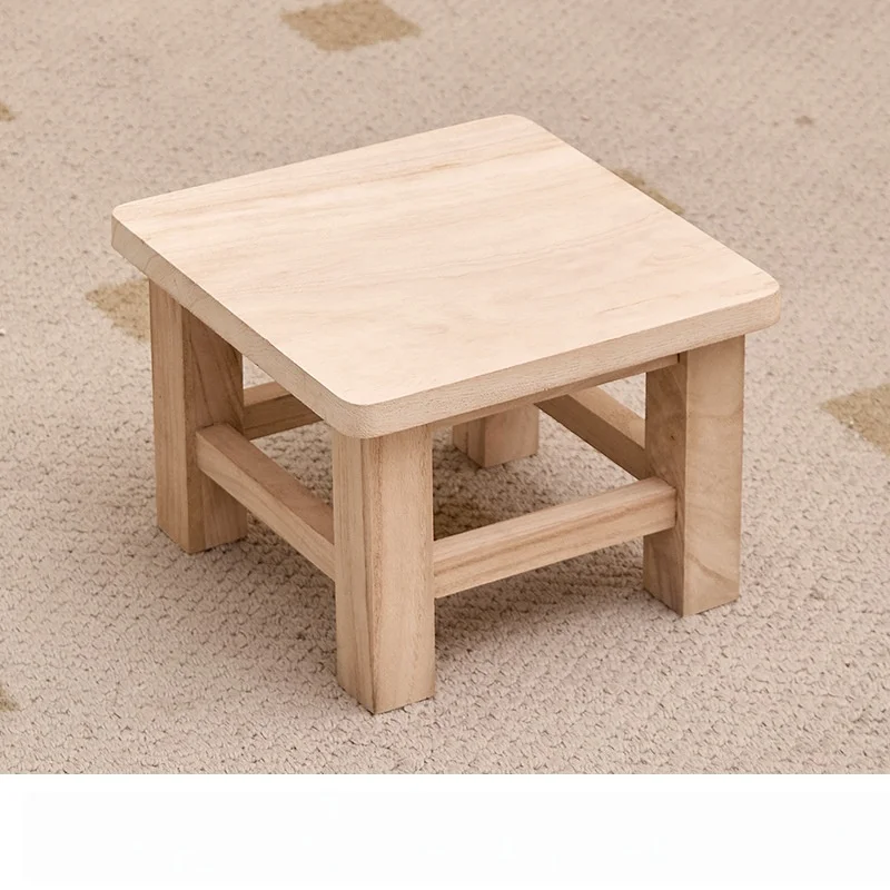 Japanese Solid Wood Stools Household Low Stools for Shoe Changing Stool Living Room Vintage Chairs Teak Square Stools image 6