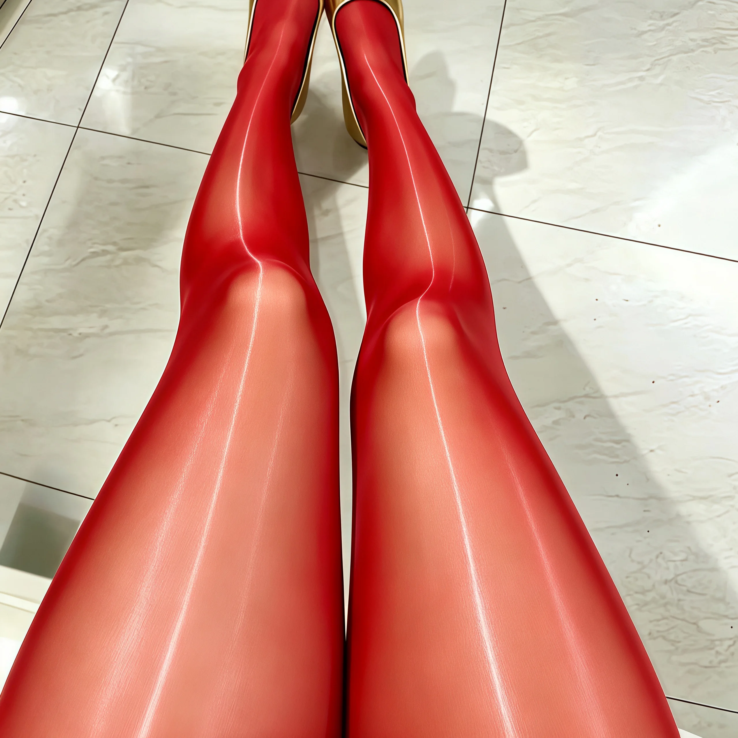 June Festival 1Pack Red High Waist Oil Pantyhose, hochelastisch, nahtlos, weich, atmungsaktiv, einfarbig, lässig, für den täglichen Arbeitsweg, Urlaub