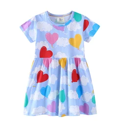 Jumping Meters New Hearts Summer Princess Party Girls Dresses For 2-7 Years Baby Tutu Frock Kids Clothing