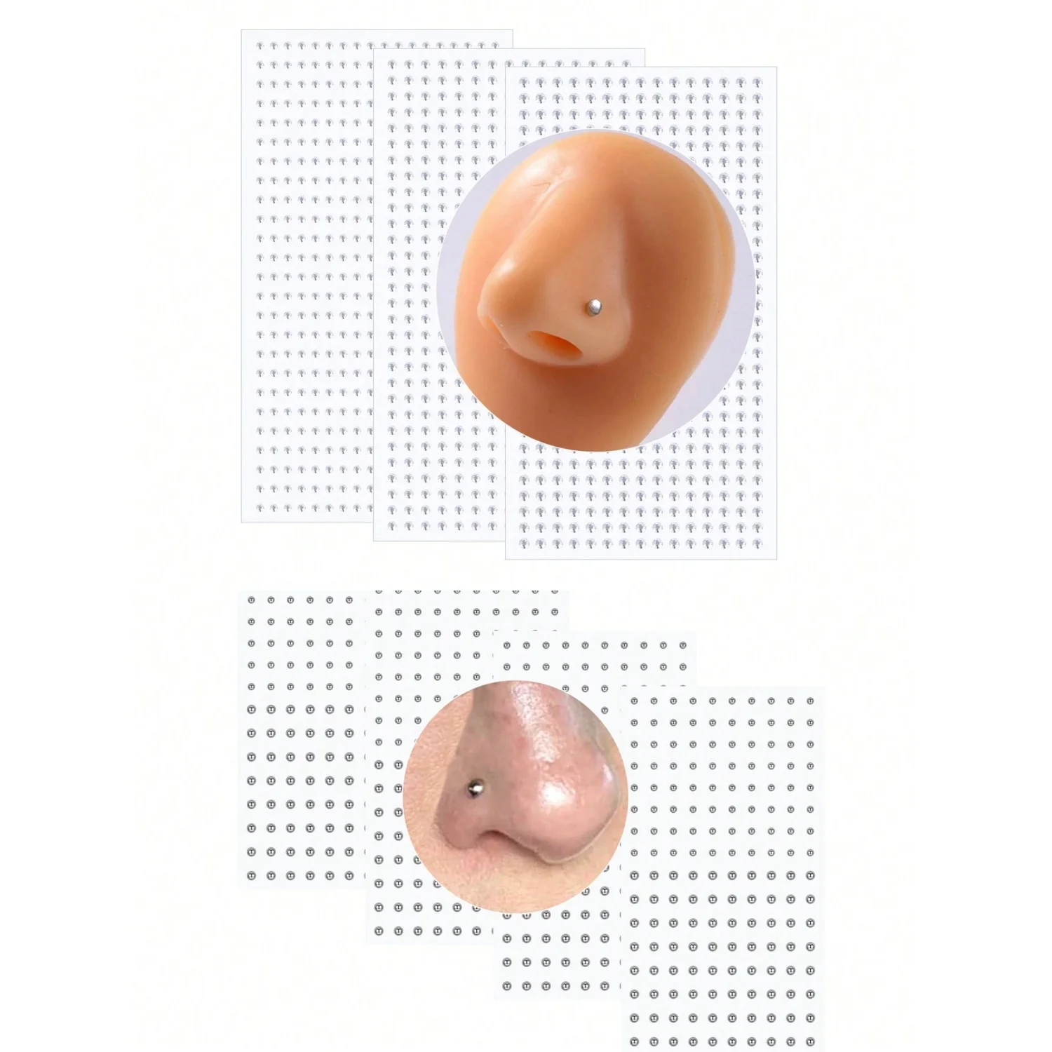 3-4 Sheets Fake Piercings Nose Ring Non Piercing Lip Stud Stick On Face Gems Eyebrow Labret Stud Fake Belly Button