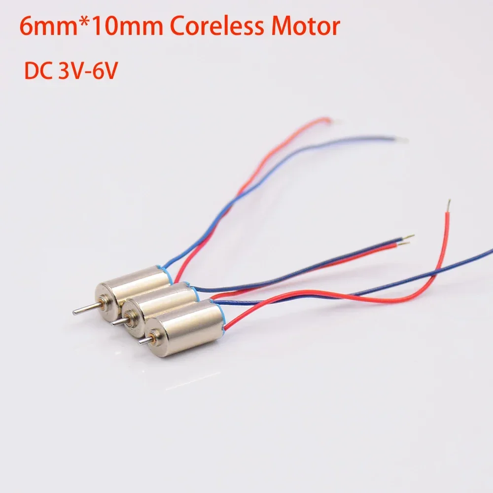 1PC Mini 6mm*10mm Coreless Motor DC 3V 3.7V 5V 6V High Speed Strong Magnetic DIY Toy Car Hobby Home Appliance Aircraft