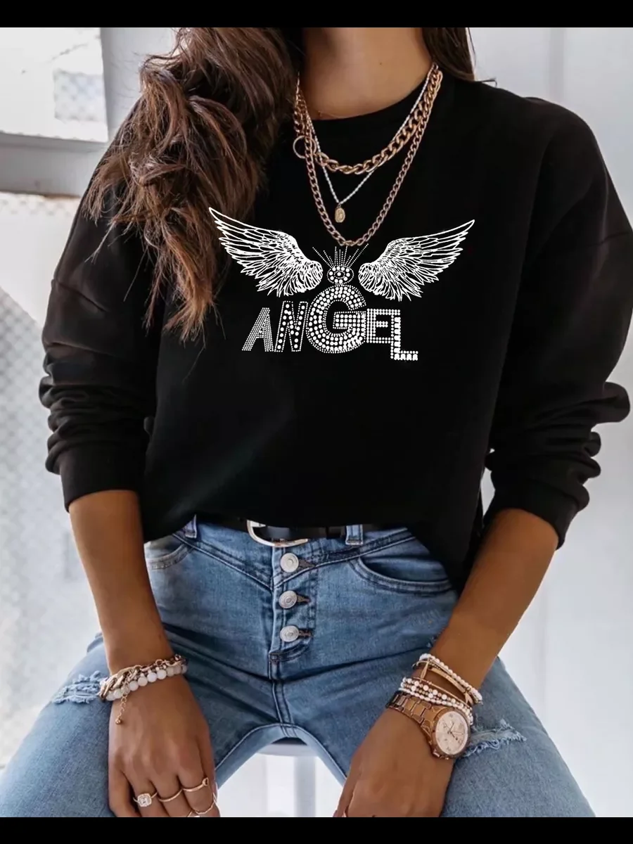 Autumn Winter American Vintage Print Individuality ins Street Warm European American China-Chic Round Neck Sweater