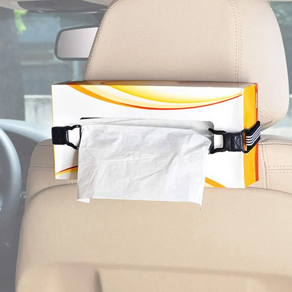 

2Pcs Car Tissue Box Strap for Sun Visor Headrest Adjustable Elastic Fixing Belt Premium Polyester Car Tissue Holder Organizer