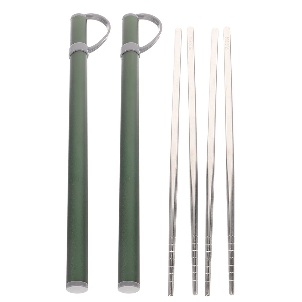 

2 set 2 Sets Stainless Steel Long Dishwasher Safe Metal Chopsticks Portable Reusable Outdoor Camping Travel Kitchen Cooking
