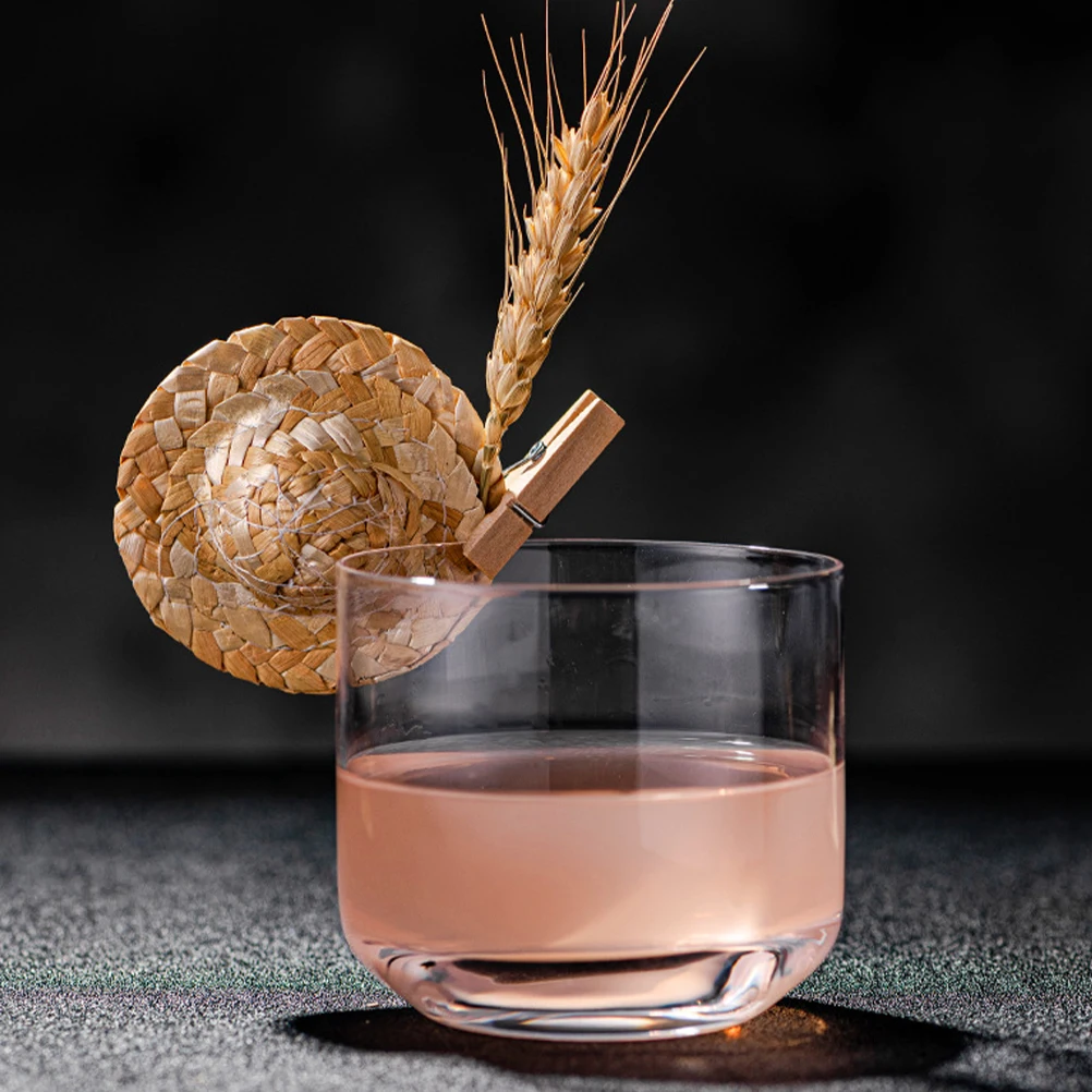 

6pcs Mini Straw Hats Cocktail Decorations for Glasses Rattan Toppers Party Supplies Small Hat Craft Photo Prop Straw Hat