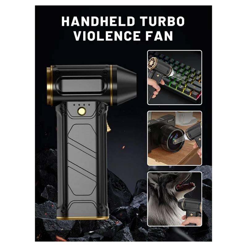 Ventilateur turbo violent avec 2 buses, ventilateur à jet turbo, moteur sans balais, 130000 tr/min, 52 m/s, déterminer