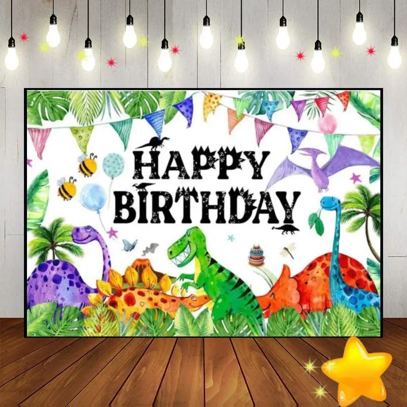 

Dinosaur Cartoon Themed Dicaron Photo Background Party Birthday Decoration Banner Photography Backdrops Custom Backdrop Studio