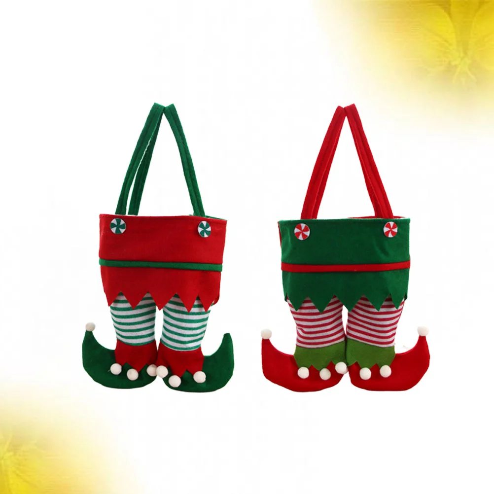 Tote Bags Christmas Gift Portable Red Trouser Pocket Storage Shopping Sock