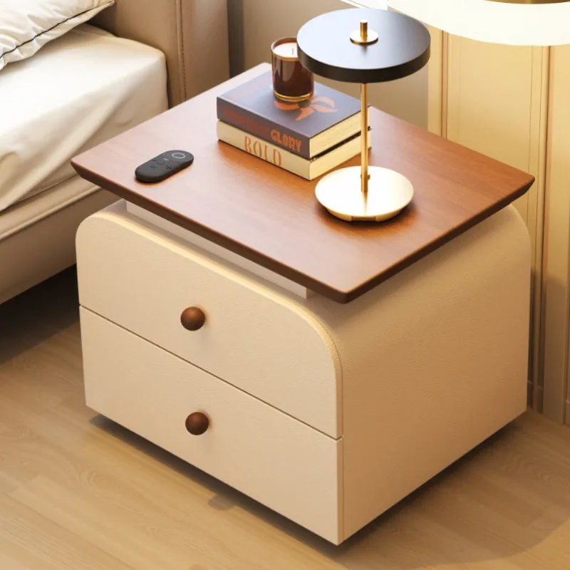 

Cheap Aesthetic Bedside Table Classic Brown Space Saving Modern Bedside Table Wooden Beige Mesita Noche Bed Room Furniture