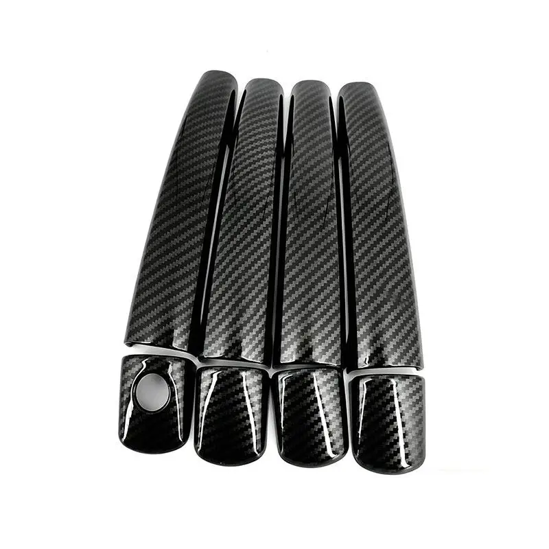 8pcs Car ABS Carbon Fiber Texture/Silver Door Handle Cover Trim Accessories For Peugeot 308 SW CC RCZ 2007 2008 2009 2010-2013