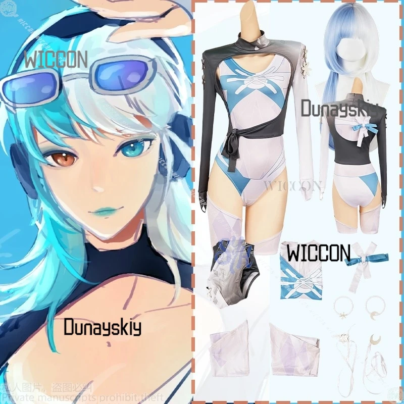 Sexy Women Cosplay Luna Snow Costume Summer Bikini Hollowed Out Jumpsuit Kawaii Jirai Kei Night Club Lovely Lingeries Halloween