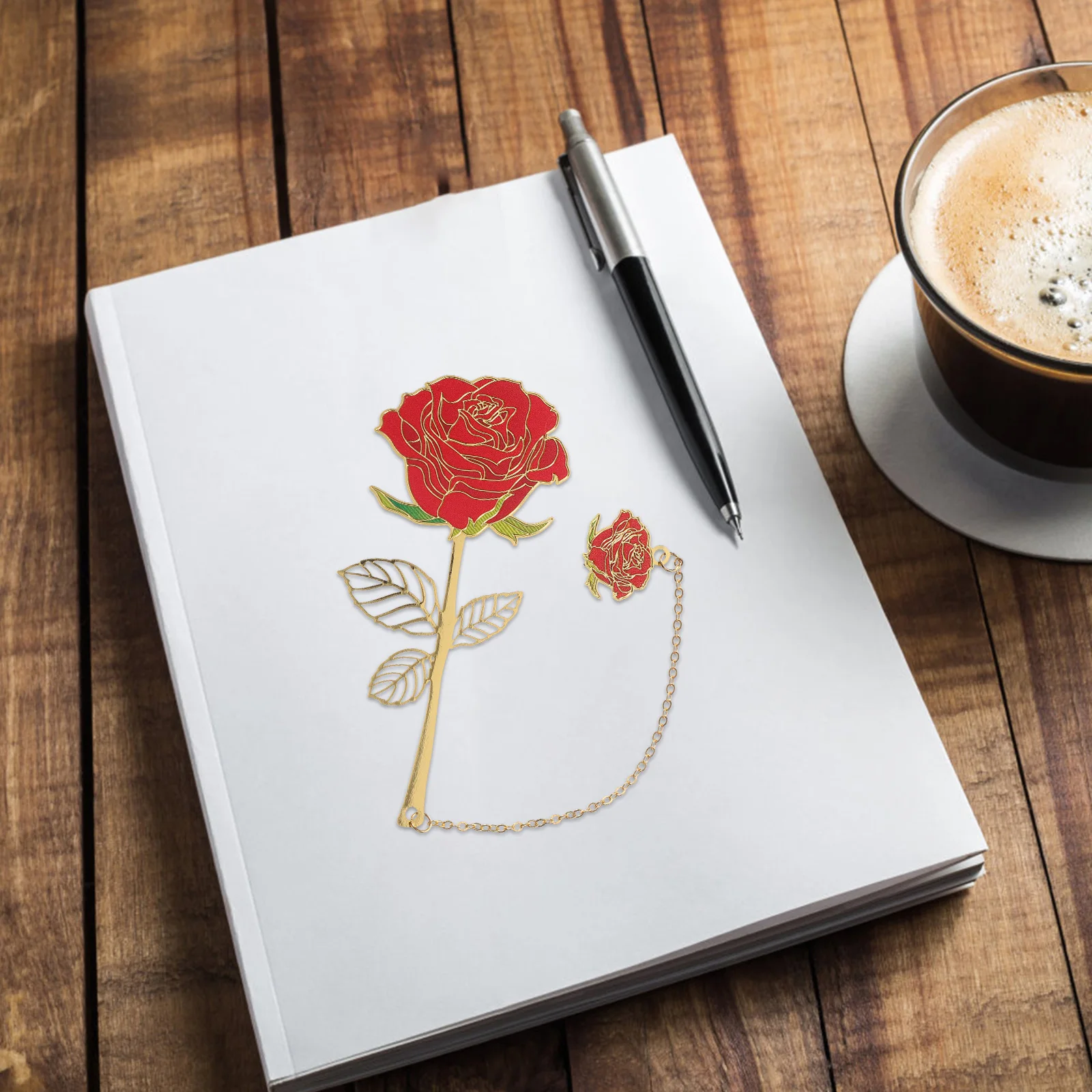 

Metal Bookmark Rose Shape Red Cute Marking Accessories Iron Pendant Retro Style Decorative Tag For Readers Students Teachers