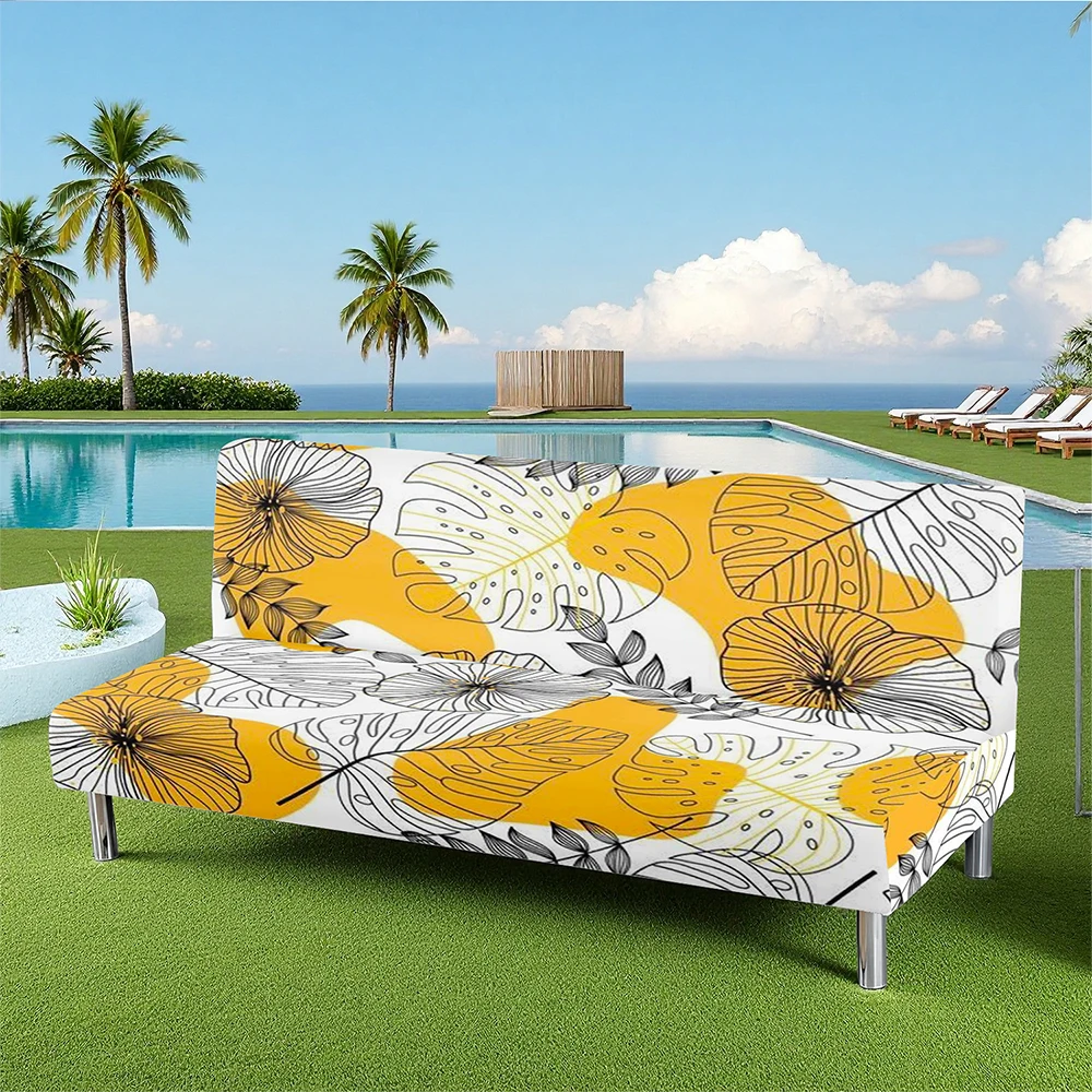 Tropical Floral Printed Summer Outdoor Sofa Bed Cover, Milk Silk Fabric, Elastic Fitted, Pet - Friendly, Ma