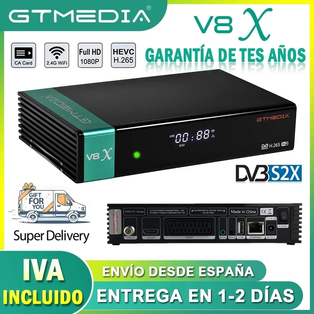 DVB-S2 Satellite Receiver GTMEDIA V8X H.265 DVB S2 S2X Buildin Wifi Support TNTsat smart GT MEDIA V7S 2X Support usb wifi H.264