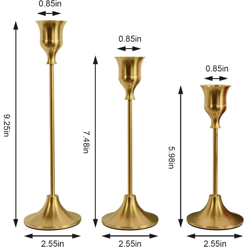 3PCS Vintage Candlestick Elegant Metal and Aluminum Tabletop Candle Holders for Wedding Anniversary, Home and Hotel Decoration view 6