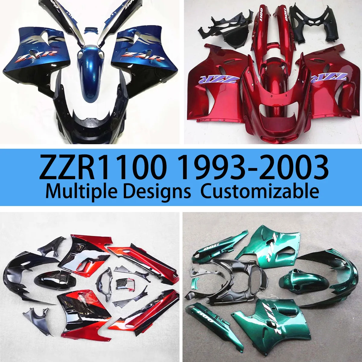 Fairing Kit for KAWASAKI ZZR1100 1993-2003 Free Custom ABS Motorcycle Fairings Set ZZR 1100 93 94 95 96 97 98 99 00 01 02 03