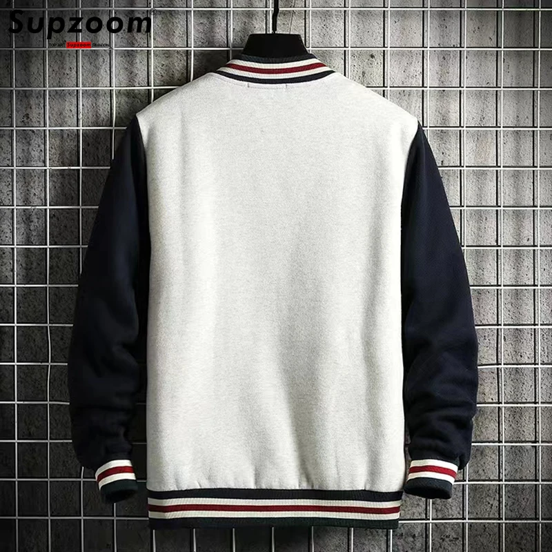 Supzoom New Arrival Fashion Fleece Casual Baseball Uniform Cotton Spliced Regular Rib Sleeve Brand Clothing Bomber Jacket Men