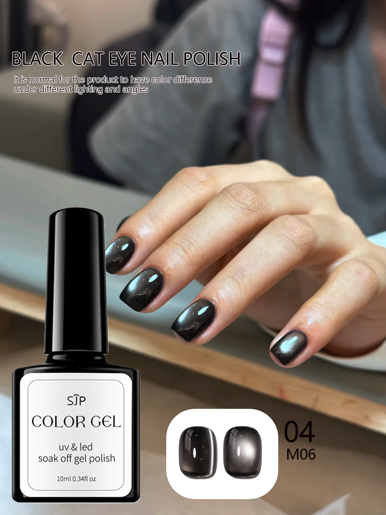 10ml zwarte cat eye nagellak Kerst gel nagellak, Y2k winter basislaag veegvrije toplaag matte nagellak Halloween ma