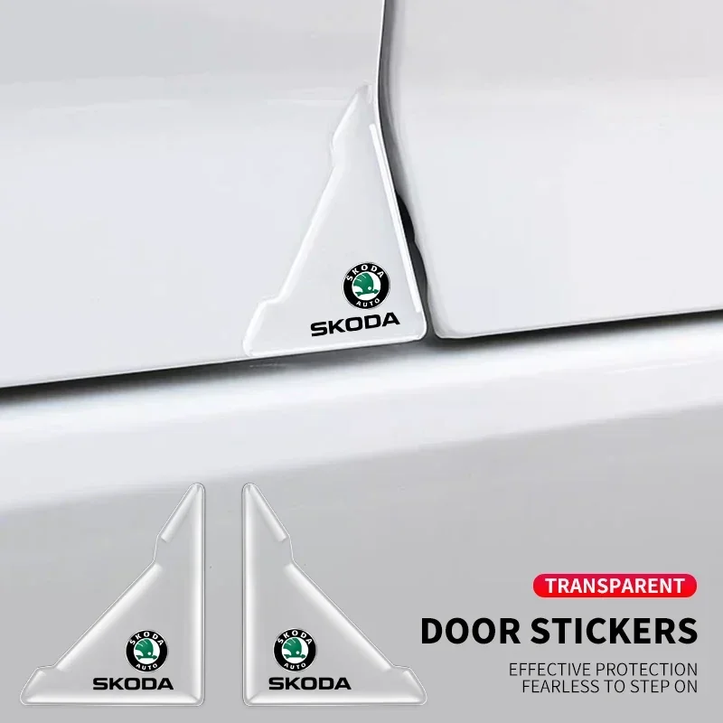 2x Transparent Car Door Corner Cover Protector Stickers For Skoda Octavia 2 3 Rapid Kodiaq Karoq Fabia Kamiq Superb Accessories