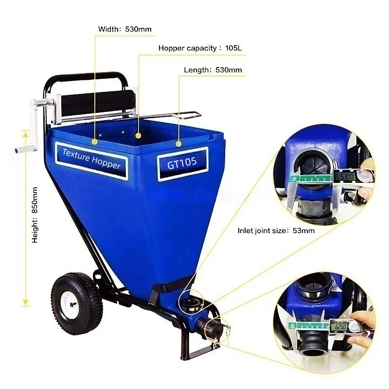 Blue 105L Airless Paint Sprayer Plaster Texture Hopper for Home Improvement And Professional Use