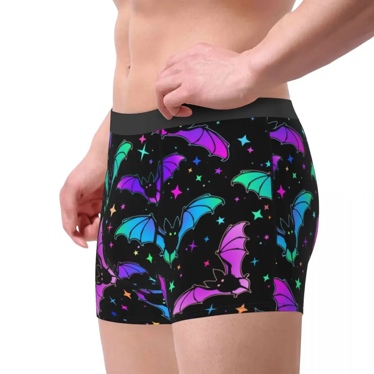 Men's Bats and Star Gothic Pattern Underwear Halloween Fashion Boxer Briefs Shorts Panties Homme Breathable Underpants S-XXL